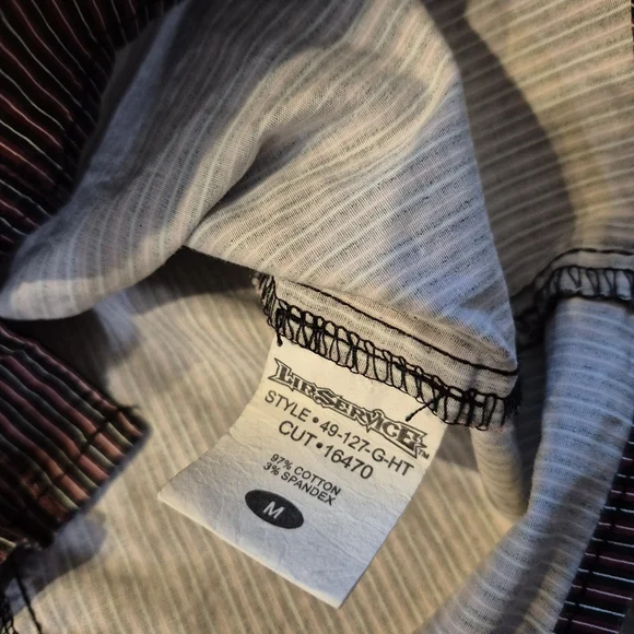 Vintage Men's LIP SERVICE Striped Button Down Shirt sz M Zippers Punk Goth Slim, - Picture 5 of 11